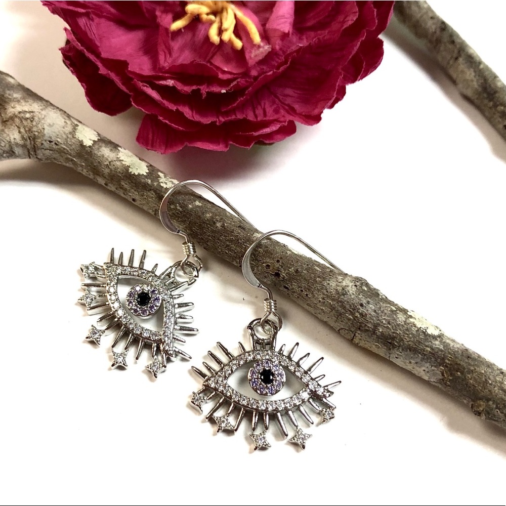 Evil Eye Earrings, Hamsa, Protection, Minimalist - Picture 5 of 9